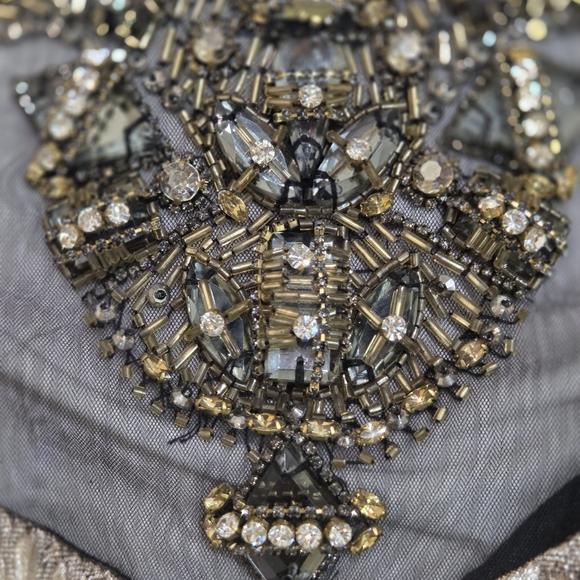 Badgley Mischka Gold Metallic Beaded Evening Gown Prom Dress 6 MSRP $1850 NWT - Picture 12 of 12